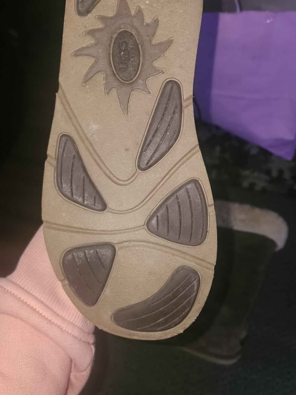 UGG Chestnut Suede Shearling-Lined Boot with Metal Logo - Picture 4 of 5